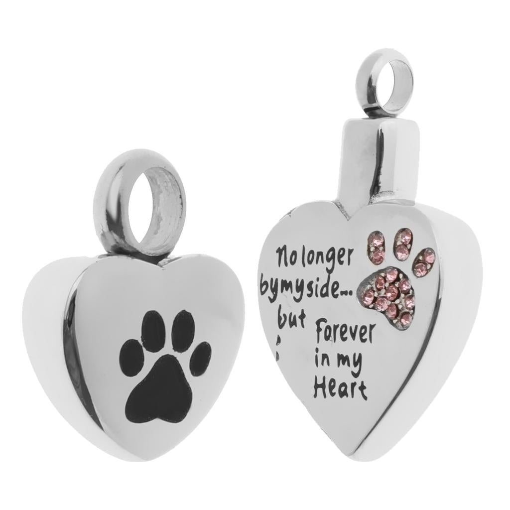 2 Pieces Stainless Steel Love Heart Shape Urn Ash Pendant Memorial Cremation