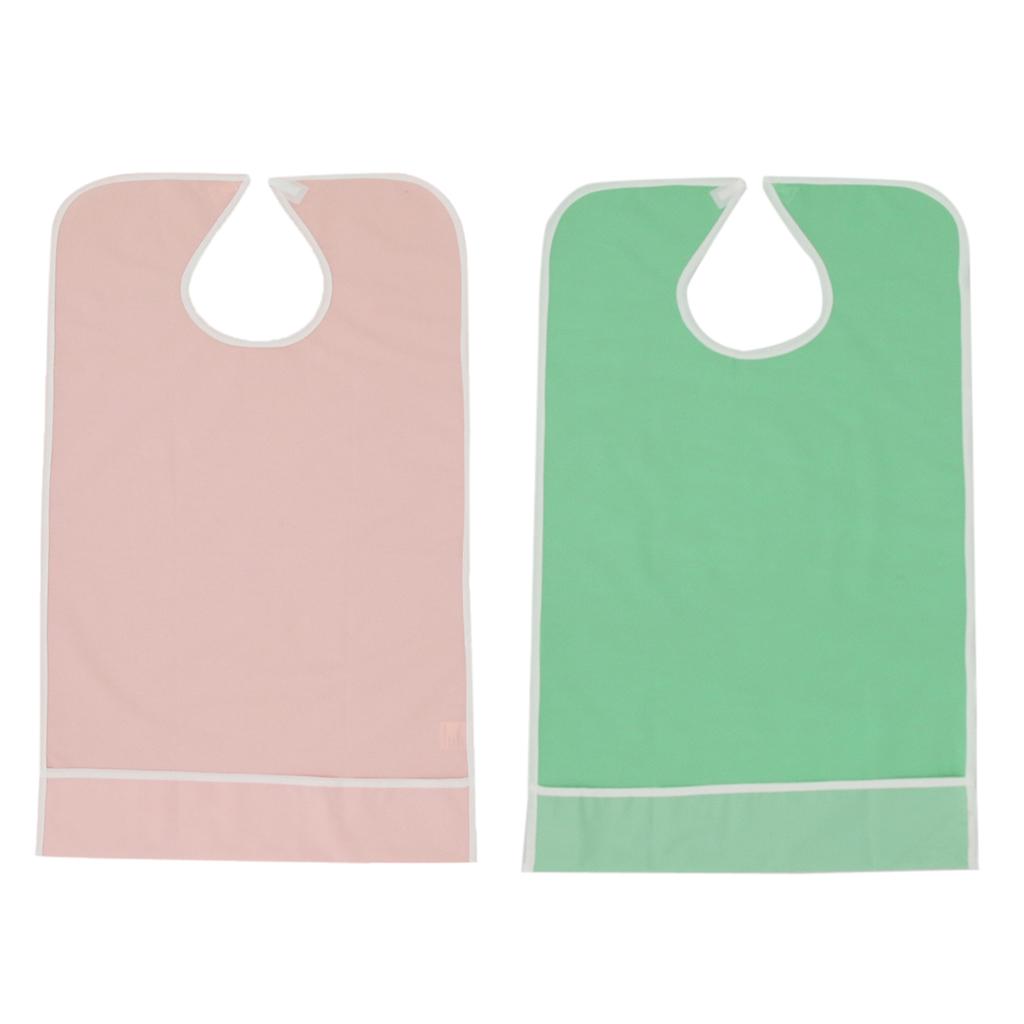 2 Pieces Reusable Eating Bibs Elderly Disability Aid Apron with Pocket 45x65