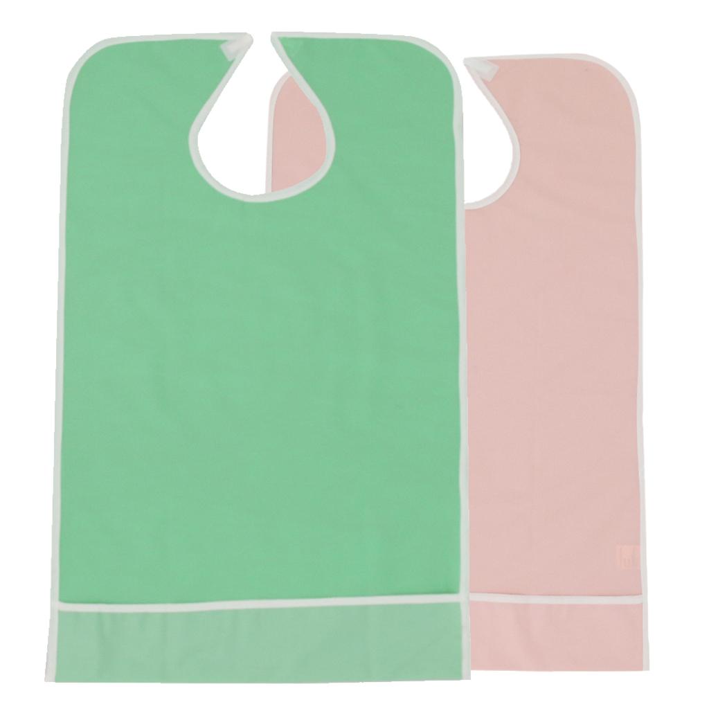 2 Pieces Reusable Eating Bibs Elderly Disability Aid Apron with Pocket 45x65