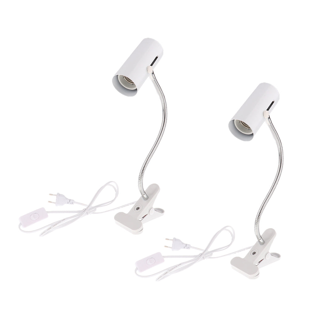 2 PCS Reptile Ceramic Clip Lamp Heating Light Bulb Lamp Holder E27 EU Plug