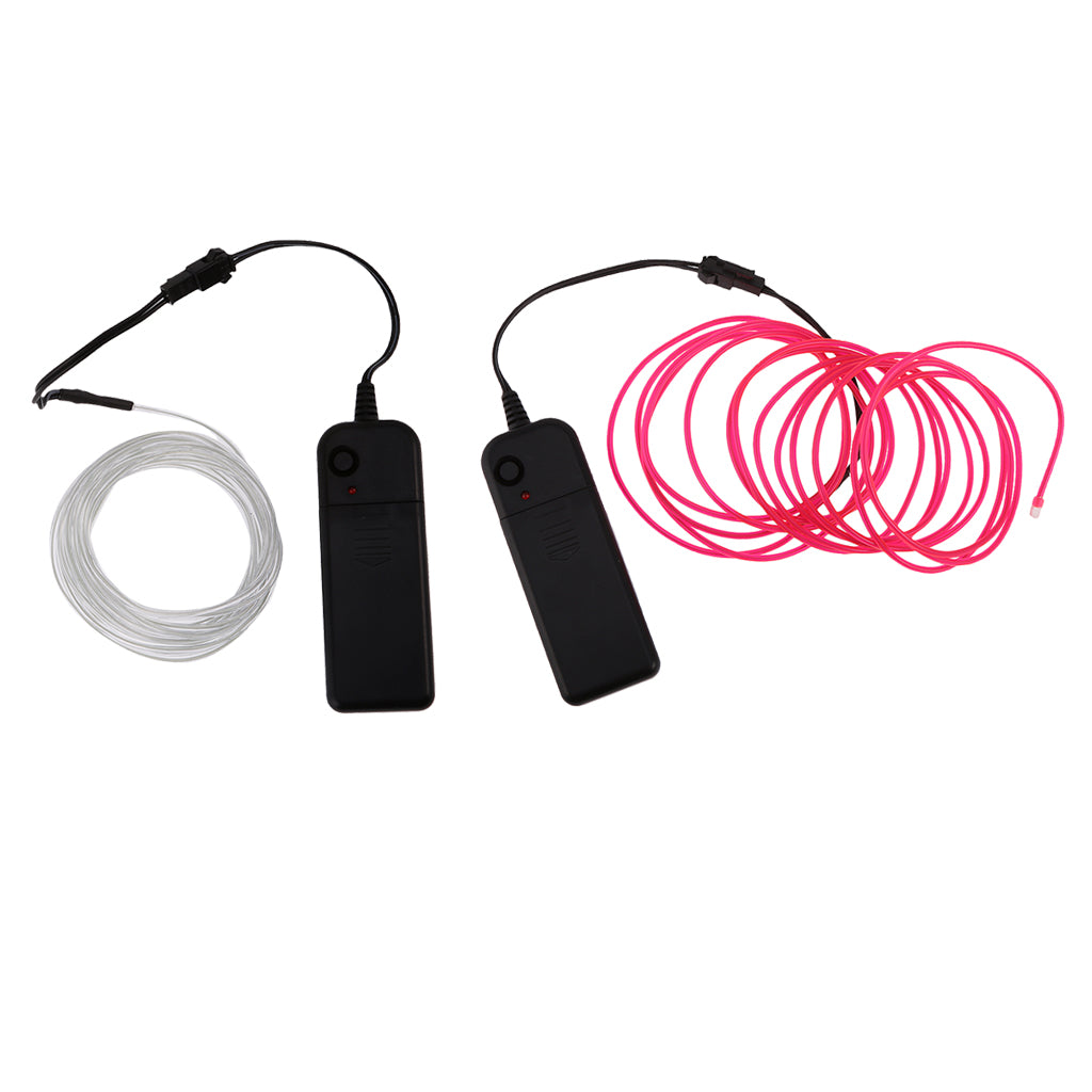 2 Pcs Luminescent Neon LED Lights Glow EL Wire String Strip 3 Meters