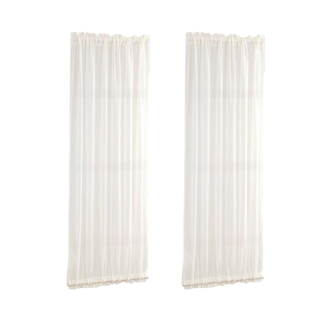 2Pcs Home French Door Curtains Blackout Curtain White 25x72'' / 64x183cm