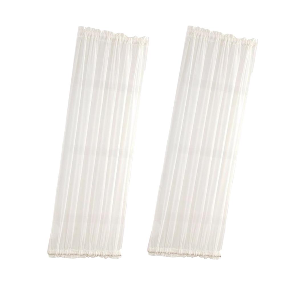 2Pcs Home French Door Curtains Blackout Curtain White 25x72'' / 64x183cm