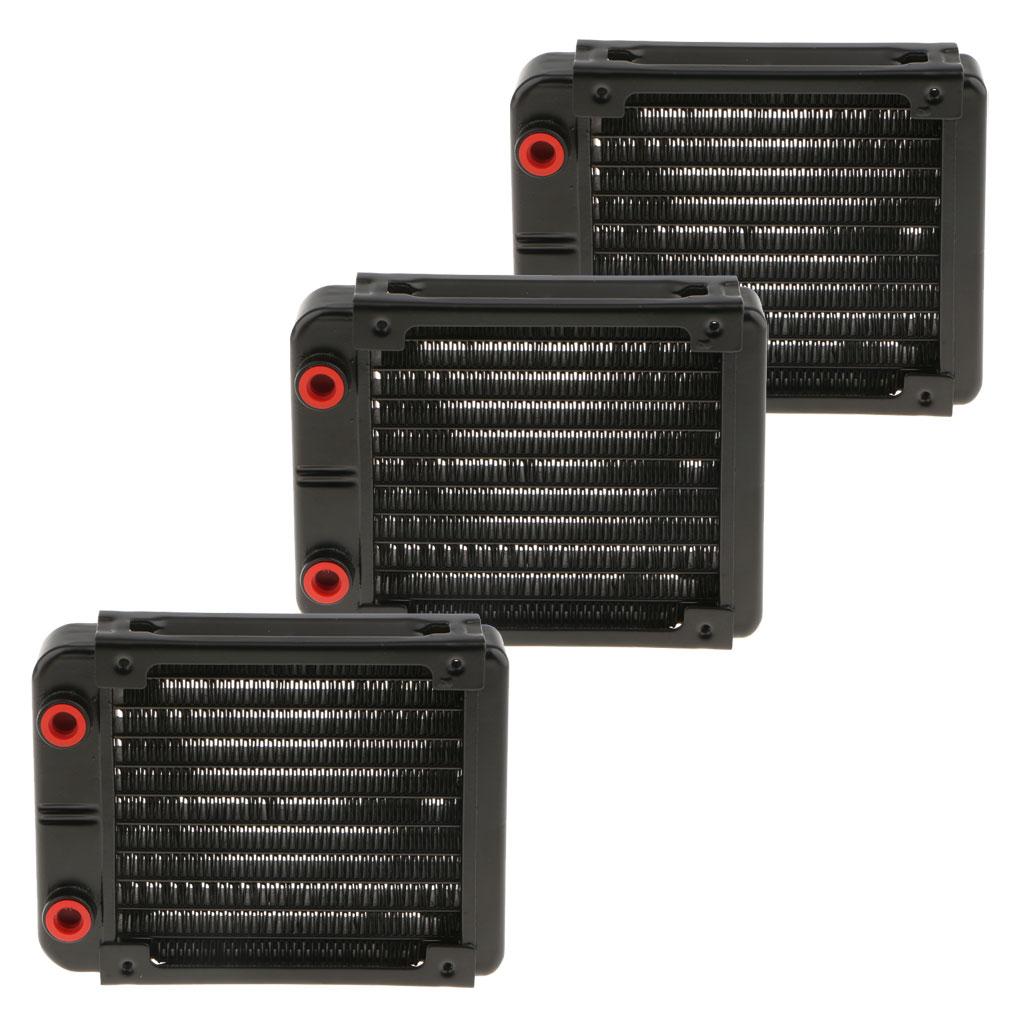 3Pcs G4/1 Aluminum Computer CPU 10 Pipes Water Cooling Radiator System 120mm