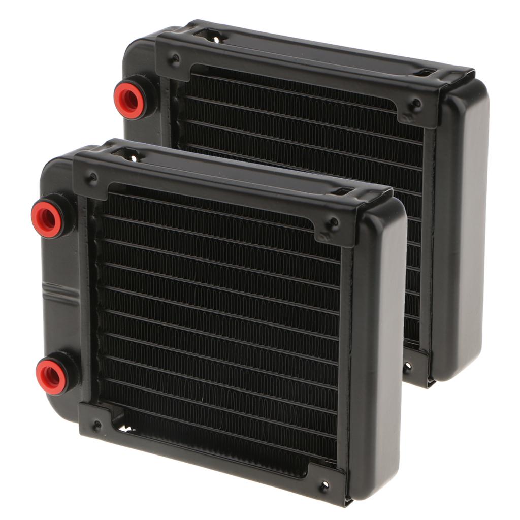 2Pcs G4/1 Aluminum Computer CPU 10 Pipes Water Cooling Radiator System 120mm