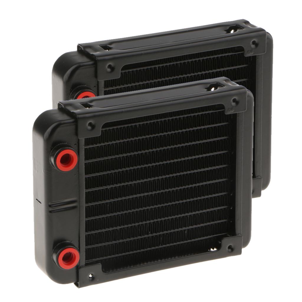 2Pcs G4/1 Aluminum Computer CPU 10 Pipes Water Cooling Radiator System 120mm