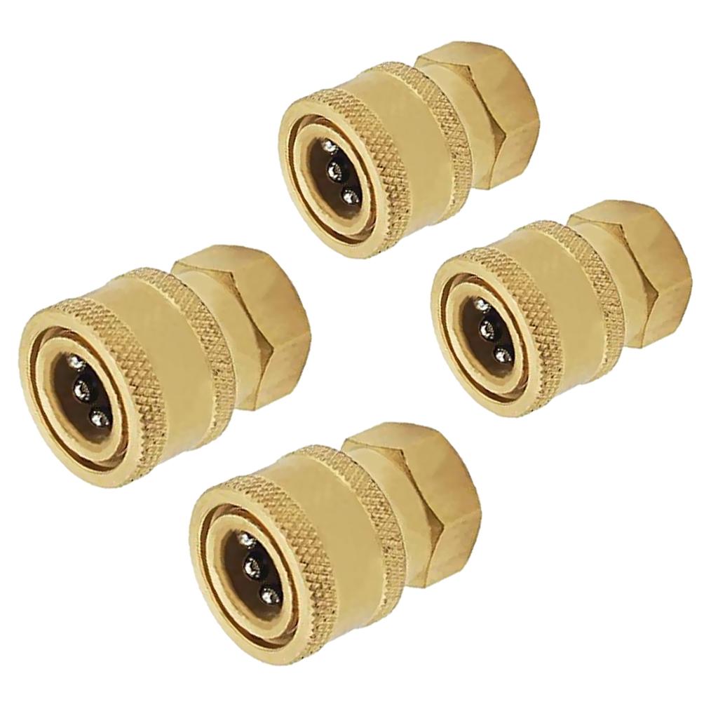 4Pcs Pressure Washer Socket 15mm to 3/8 + 12mm to 1/4 Female Brass Connector