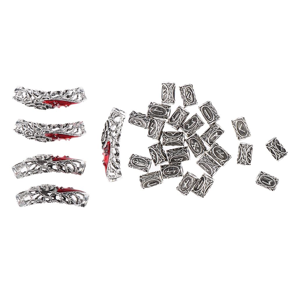 29Pcs Hair Tube Dreadlock Bead Braiding Jewelry Beard Hair Decor DIY Pendant