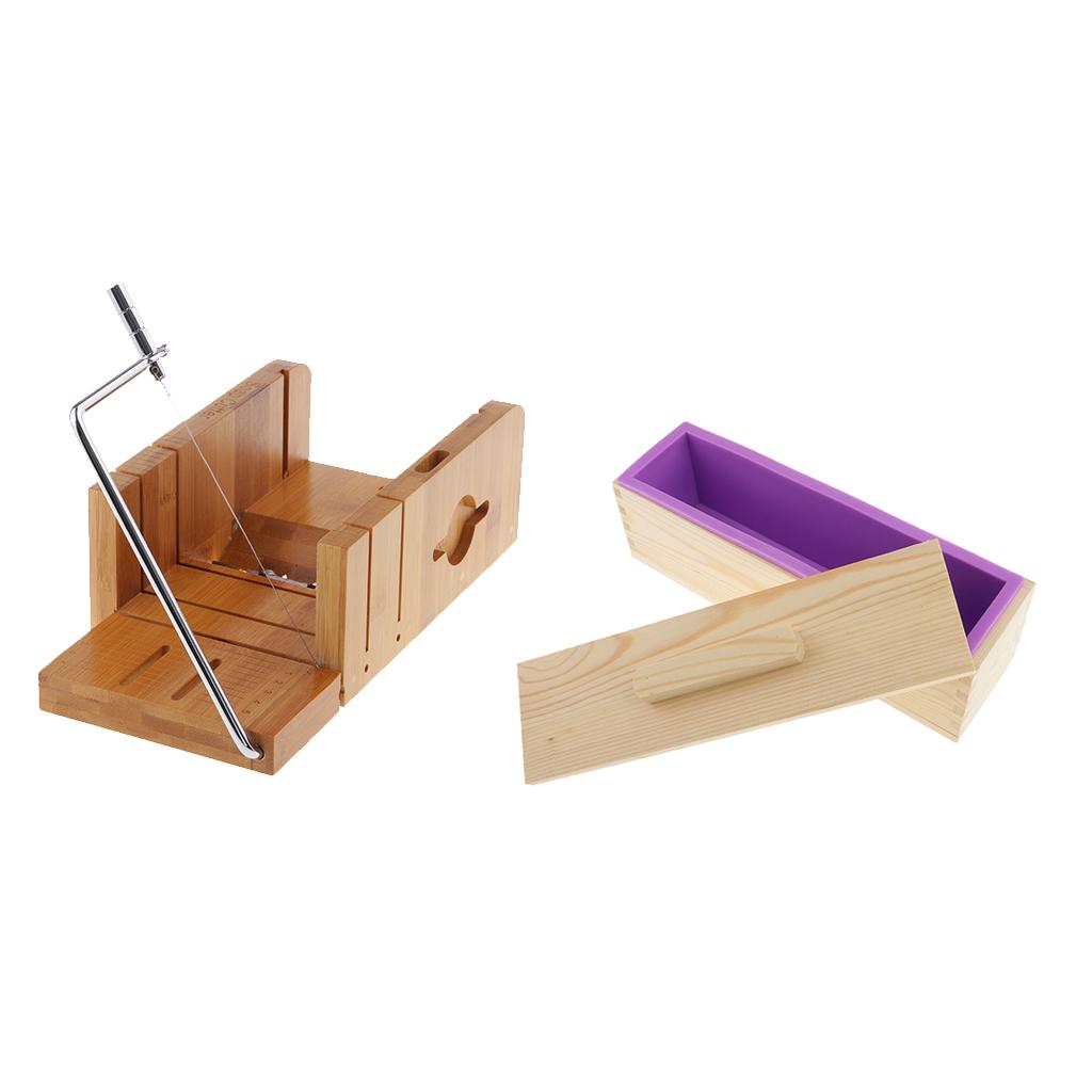 2 Pieces Wooden Soap Cutter with Beveler Wire Slicer Soap Making Loaf Mould