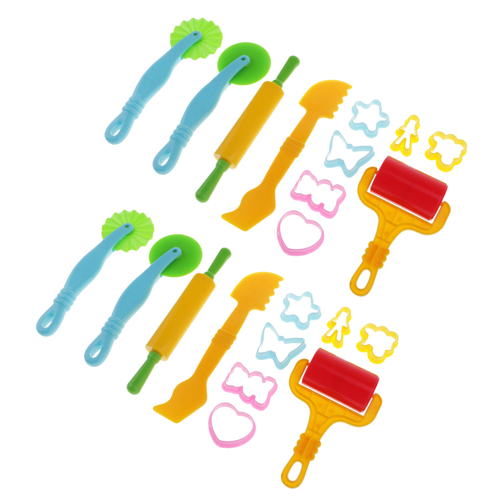 22 Pieces Kids Plastic Clay Dough Cutters Moulds Children Modelling Tool Set
