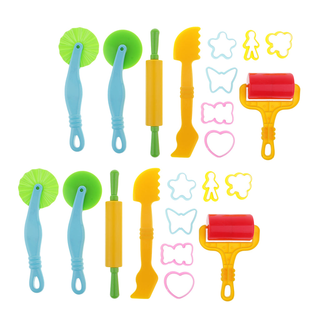 22 Pieces Kids Plastic Clay Dough Cutters Moulds Children Modelling Tool Set