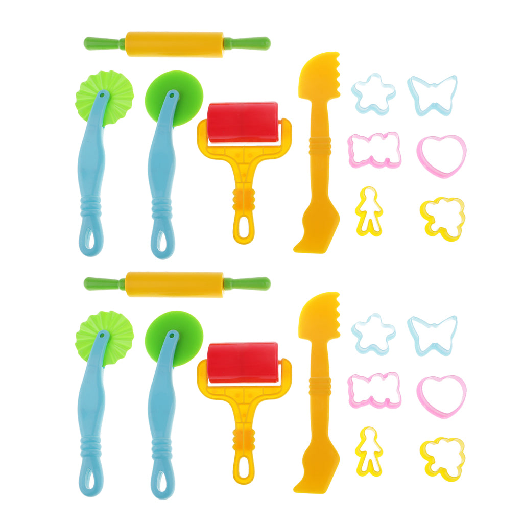 22 Pieces Kids Plastic Clay Dough Cutters Moulds Children Modelling Tool Set