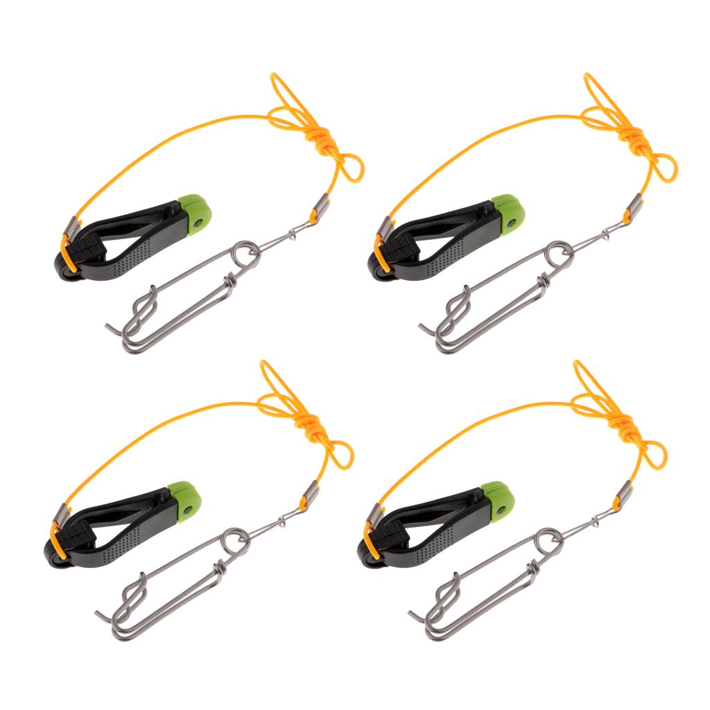 4pcs Power Grip Plus Release Clip Downrigger with 17 Leader Long Line Snaps"