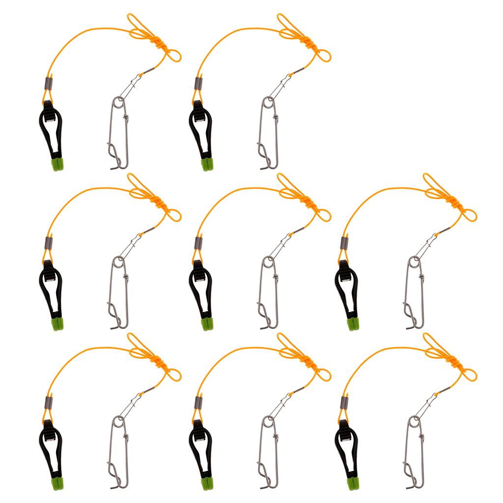8pcs Power Grip Plus Release Clip Downrigger with 17 Leader Long Line Snaps"