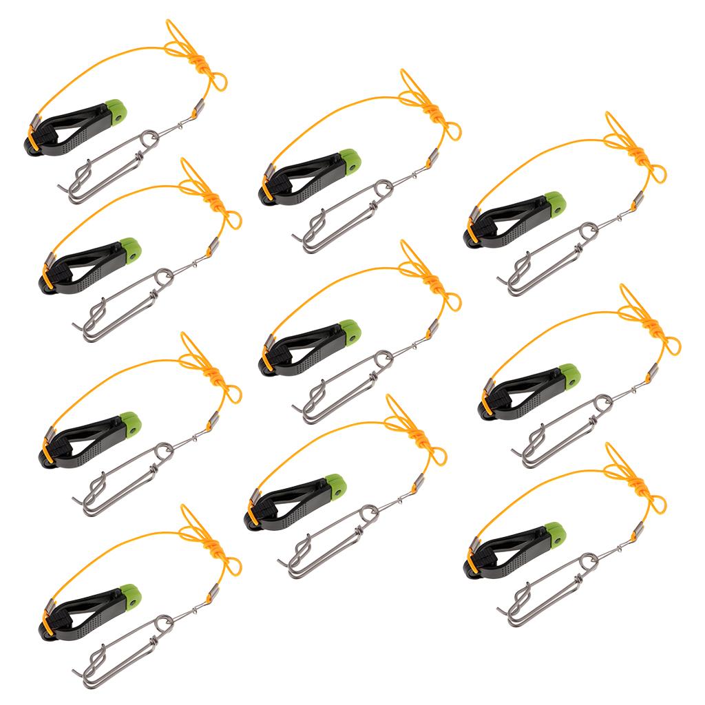 10pcs Power Grip Plus Release Clip Downrigger with 17 Leader Long Line Snap"