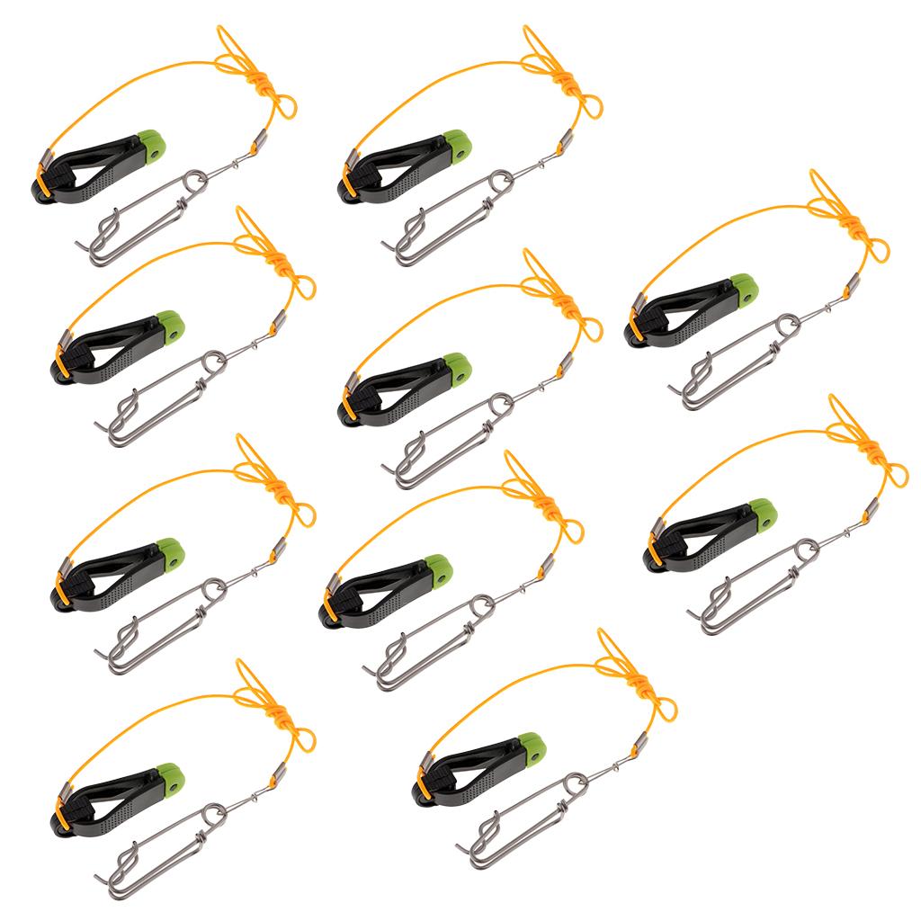 10pcs Power Grip Plus Release Clip Downrigger with 17 Leader Long Line Snap"