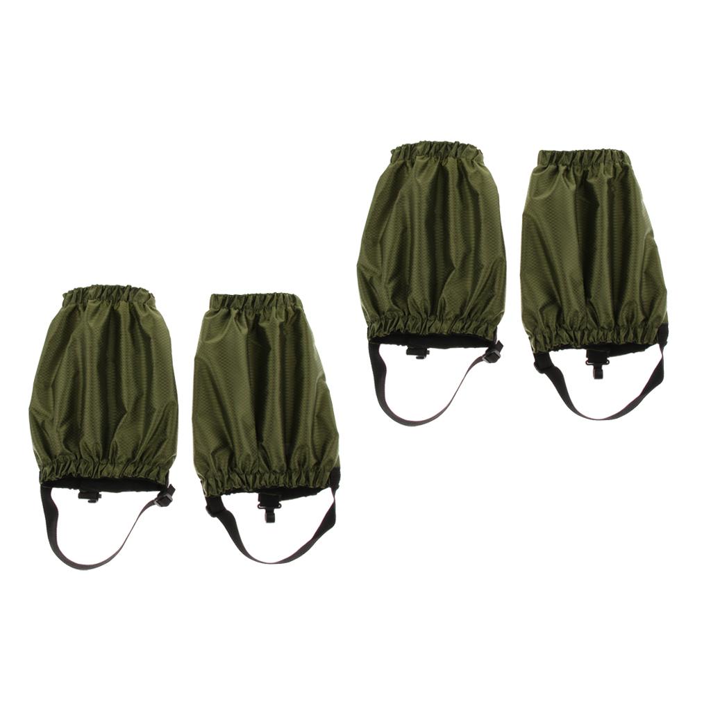 2 Pairs Outdoor Waterproof Walking Hiking Gaiters Leggings Army Green
