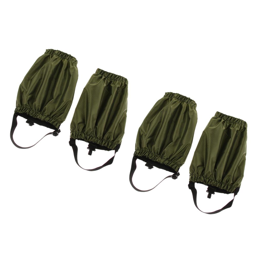 2 Pairs Outdoor Waterproof Walking Hiking Gaiters Leggings Army Green