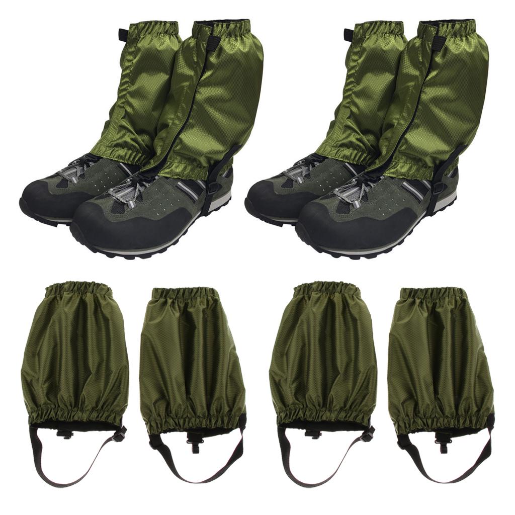 2 Pairs Outdoor Waterproof Walking Hiking Gaiters Leggings Army Green