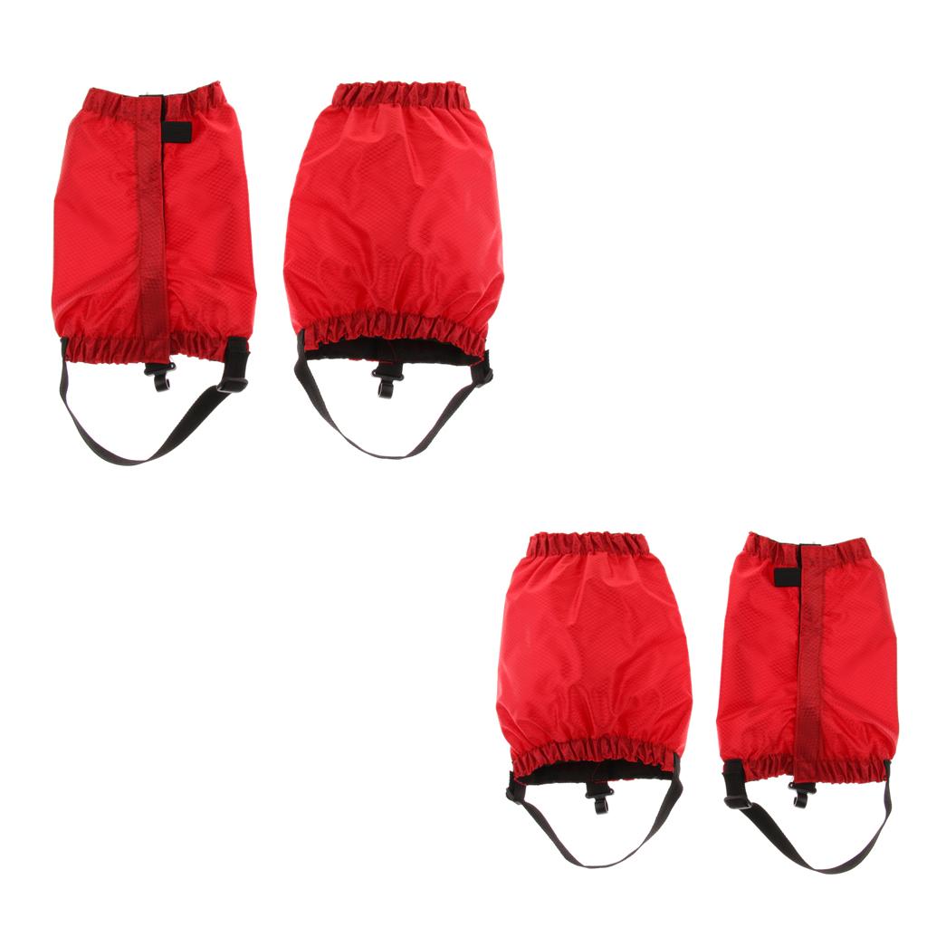 2 Pairs Outdoor Waterproof Walking Hiking Gaiters Leggings Red