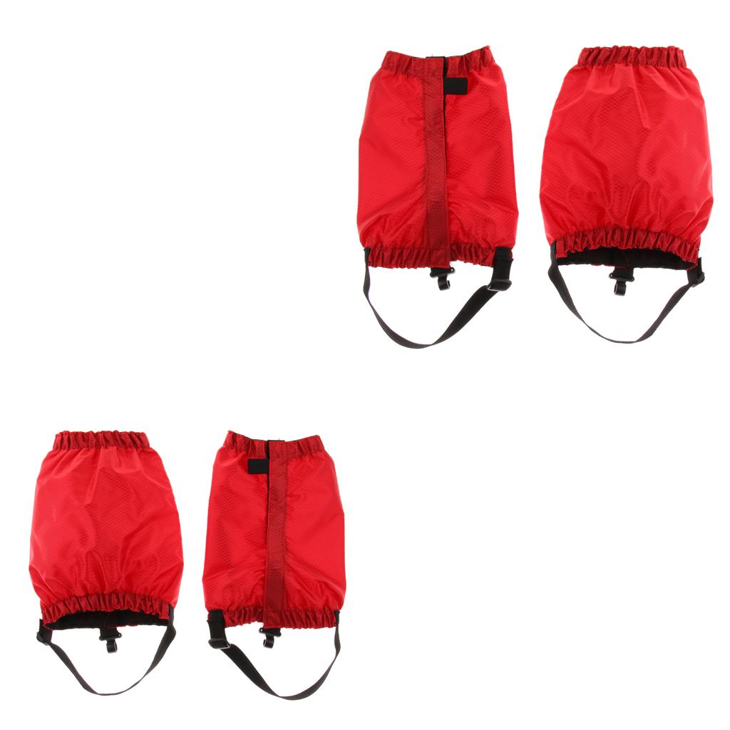 2 Pairs Outdoor Waterproof Walking Hiking Gaiters Leggings Red