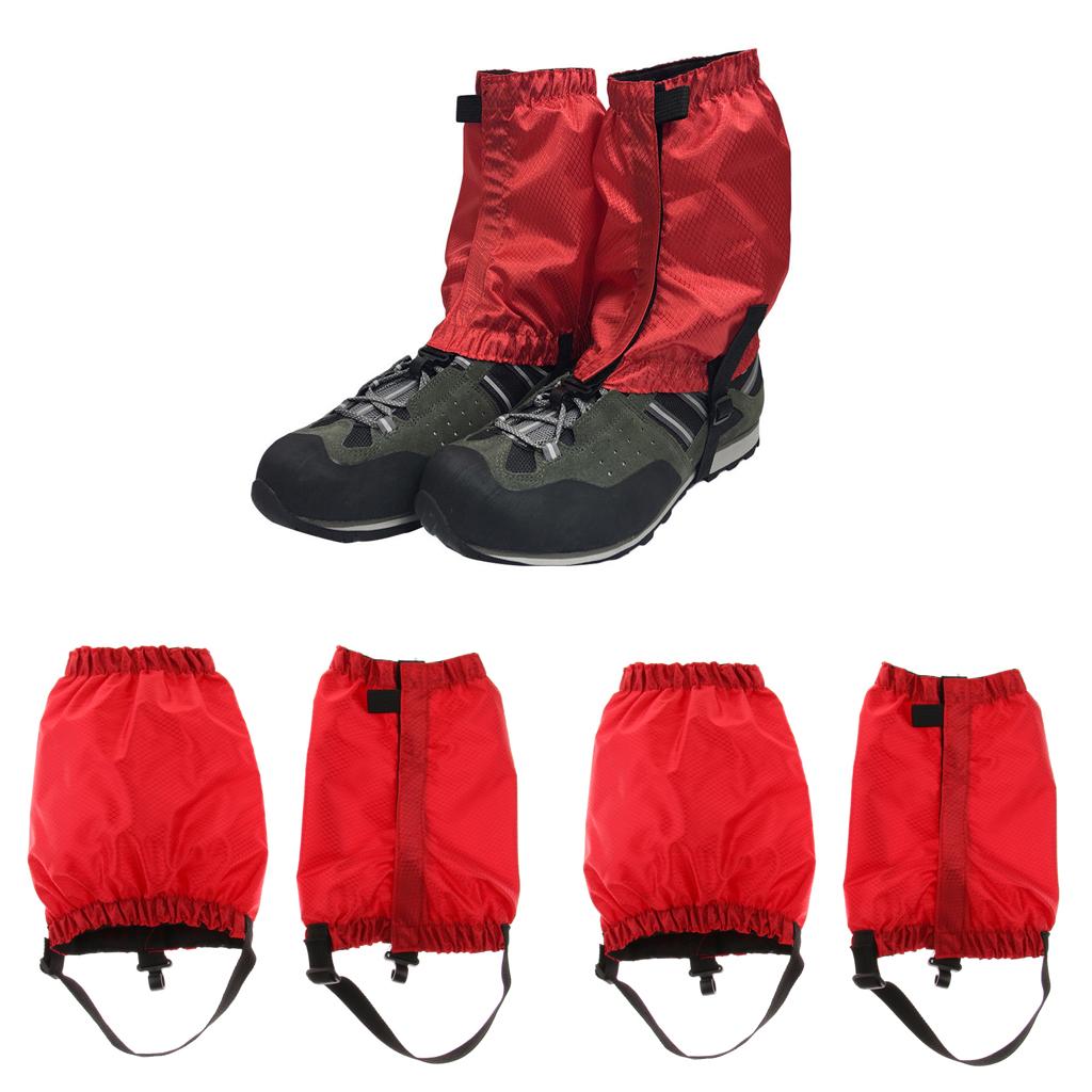 2 Pairs Outdoor Waterproof Walking Hiking Gaiters Leggings Red