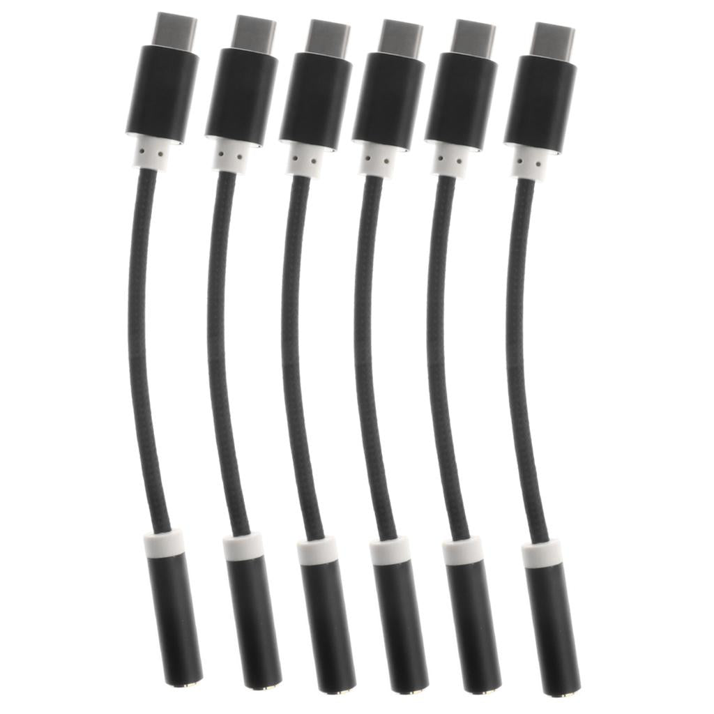 6x USB-C Type C to 3.5 mm Headphone Jack Adapter Earphone Audio Cable Black