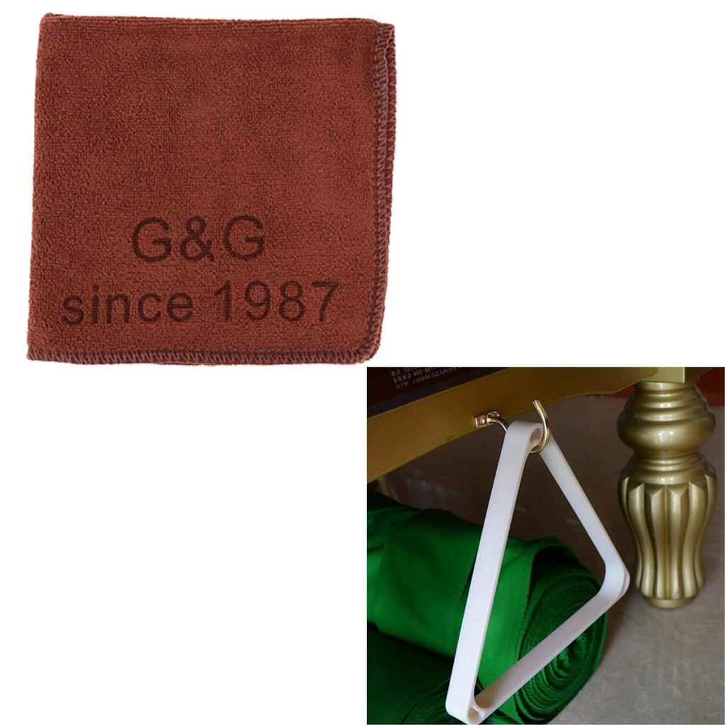 Brass Snooker Billiard Table Cue Rack Hook Hanger and Shaft Ball Clean Cloth