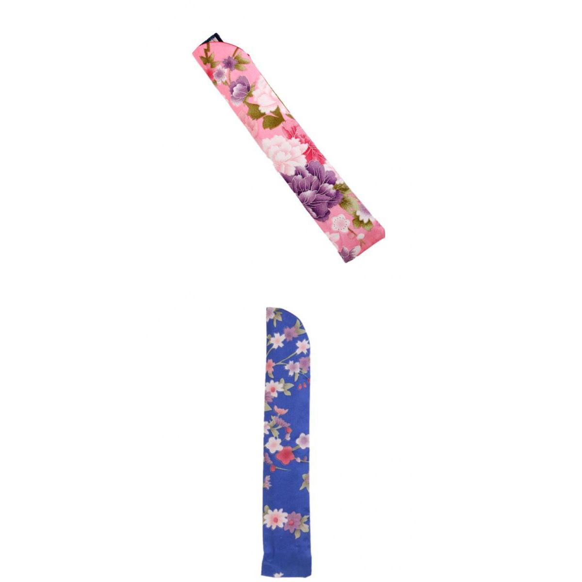 2Pcs Chinese Style Floral Pocket Fan Folding Silk Bag Holder Protector Pouch