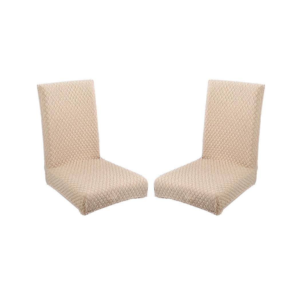 2Pcs Beige Dining Room Chair Cover Seat Protector Banquet Chair Slipcover