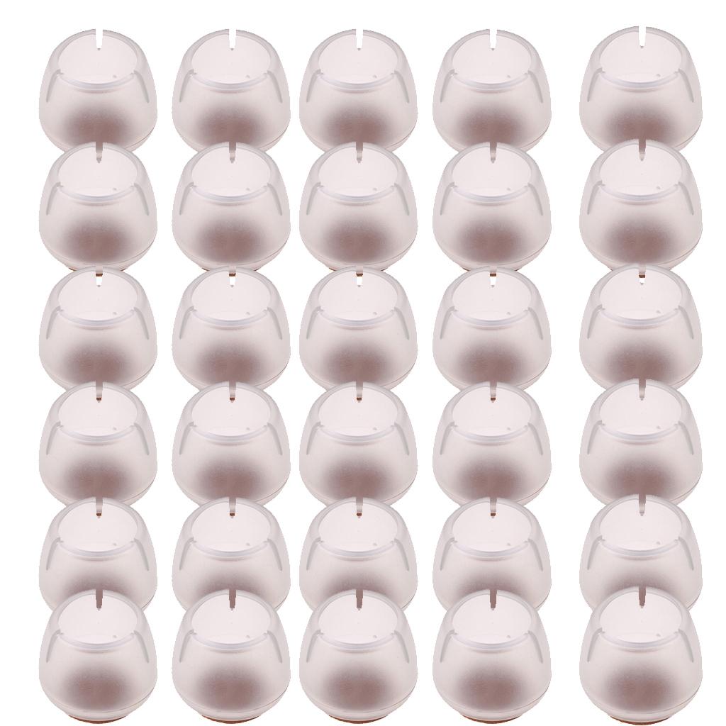 30 Clear Chair Leg Floor Protectors Furniture Pads for Round Leg 12-16mm