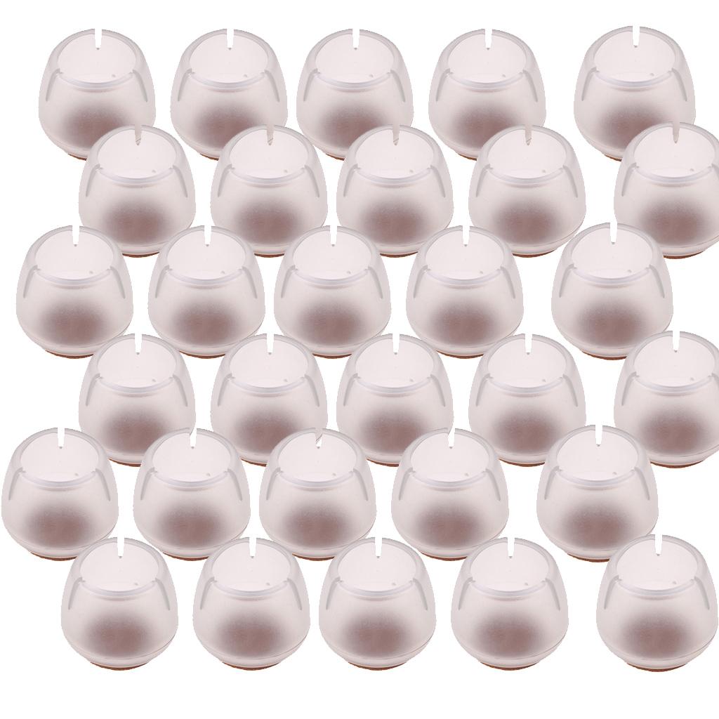 30 Clear Chair Leg Floor Protectors Furniture Pads for Round Leg 12-16mm