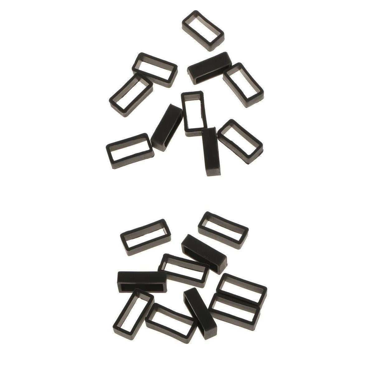 20Pieces Black Silicone Rubber Watch Band Strap Loops Keeper Holder Retainer
