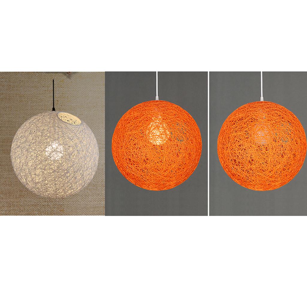 2pcs Rattan Wicker Ball Globe Ceiling Pendant Lamp Shade with Hole 20cm