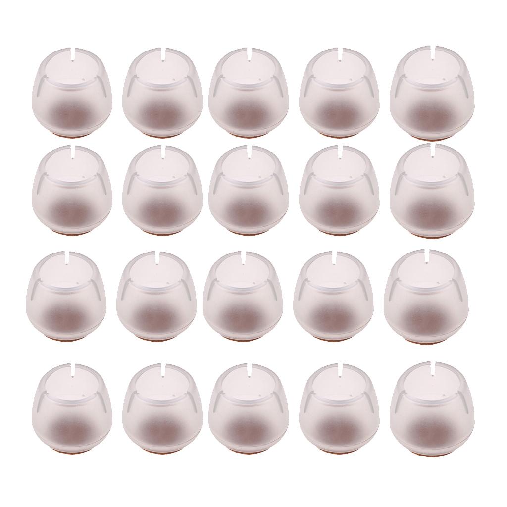 20 Clear Chair Leg Floor Protectors Furniture Pads for Round Leg 12-16mm