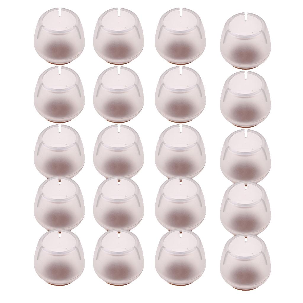 20 Clear Chair Leg Floor Protectors Furniture Pads for Round Leg 12-16mm