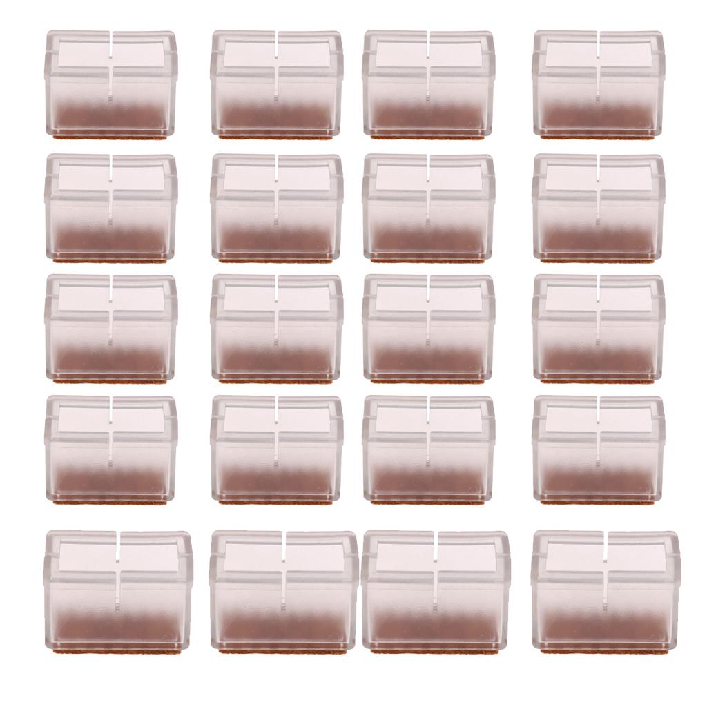 20 Pieces Clear Chair Leg Floor Protectors Furniture Pads Rectangular Leg