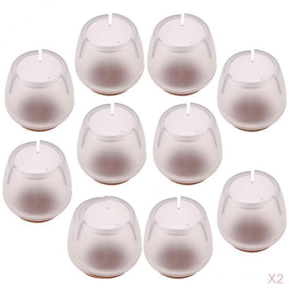 20 Pieces Clear Chair Leg Floor Protectors Furniture Pads Round Leg 17-21mm