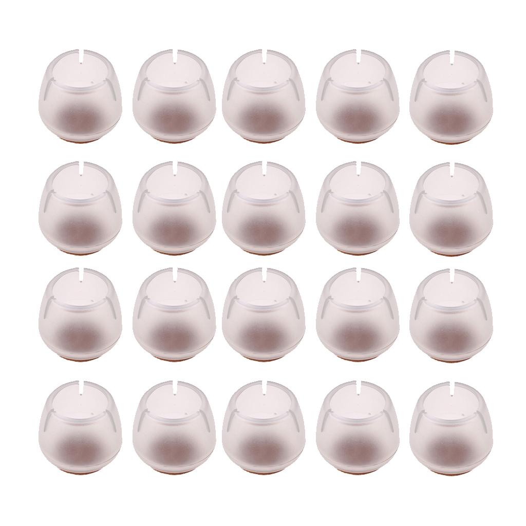 20 Pieces Clear Chair Leg Floor Protectors Furniture Pads Round Leg 17-21mm
