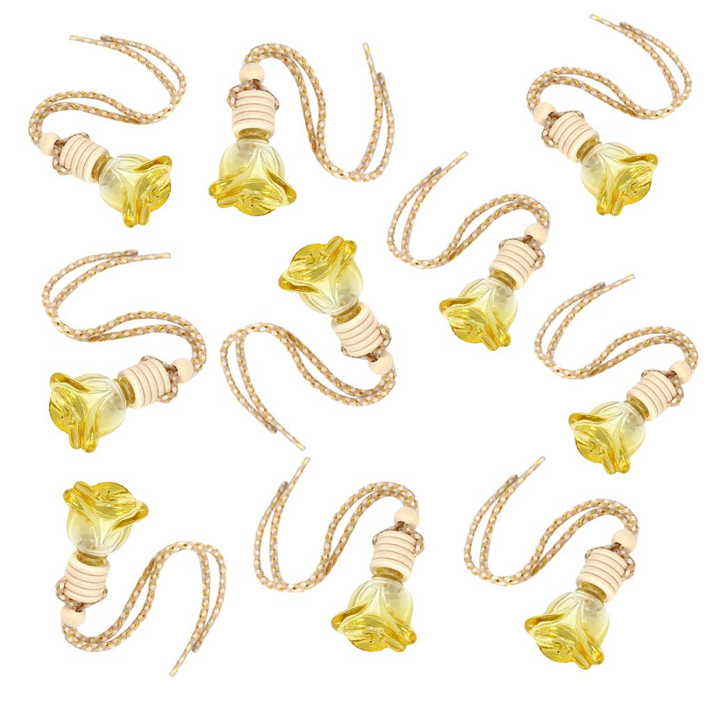 10x Rosebud Flower Shape Car Hanging Perfume Bottle Air Freshener Bottle