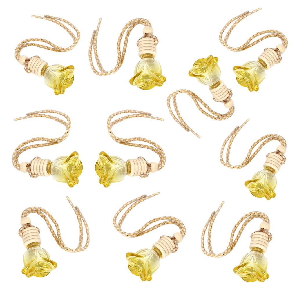 10x Rosebud Flower Shape Car Hanging Perfume Bottle Air Freshener Bottle