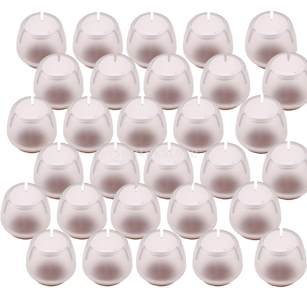 30 Pieces Clear Chair Leg Floor Protectors Furniture Pads Round Leg 17-21mm