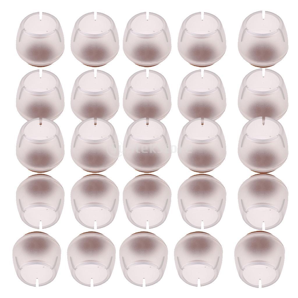 30 Pieces Clear Chair Leg Floor Protectors Furniture Pads Round Leg 17-21mm
