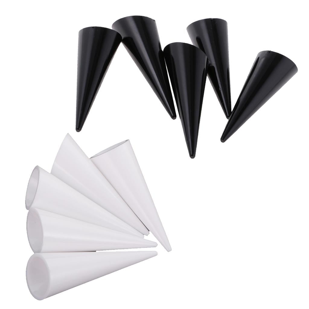 10 Pieces Plastic Finger Cone Ring Stand Display Holder Showcase Black/White