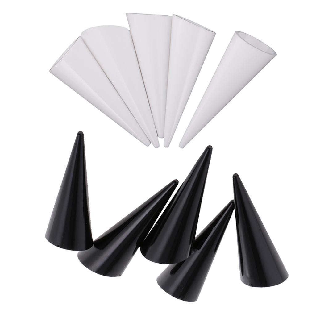 10 Pieces Plastic Finger Cone Ring Stand Display Holder Showcase Black/White