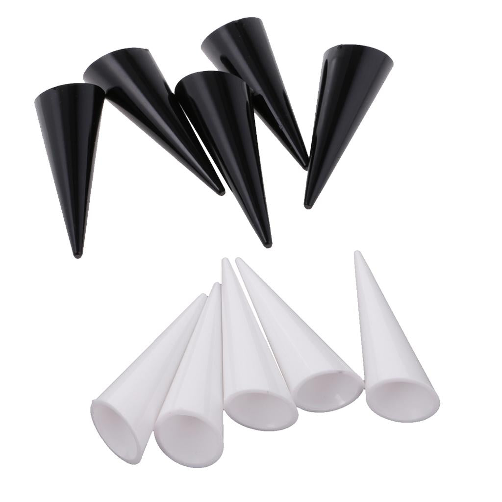10 Pieces Plastic Finger Cone Ring Stand Display Holder Showcase Black/White