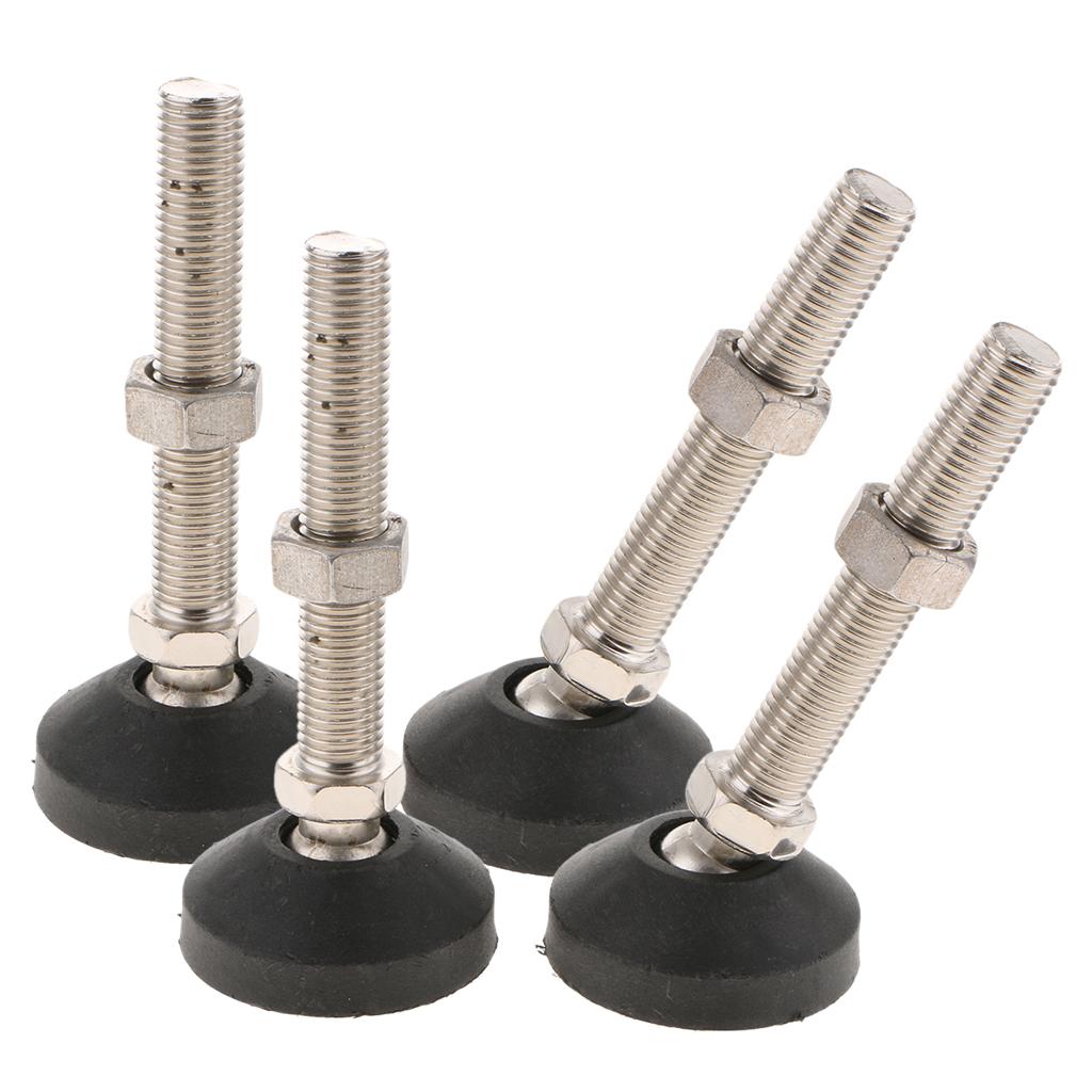 4x Carbon Steel Adjustable Furniture Leveler Leveling Feet 60mm 60-M16x100mm