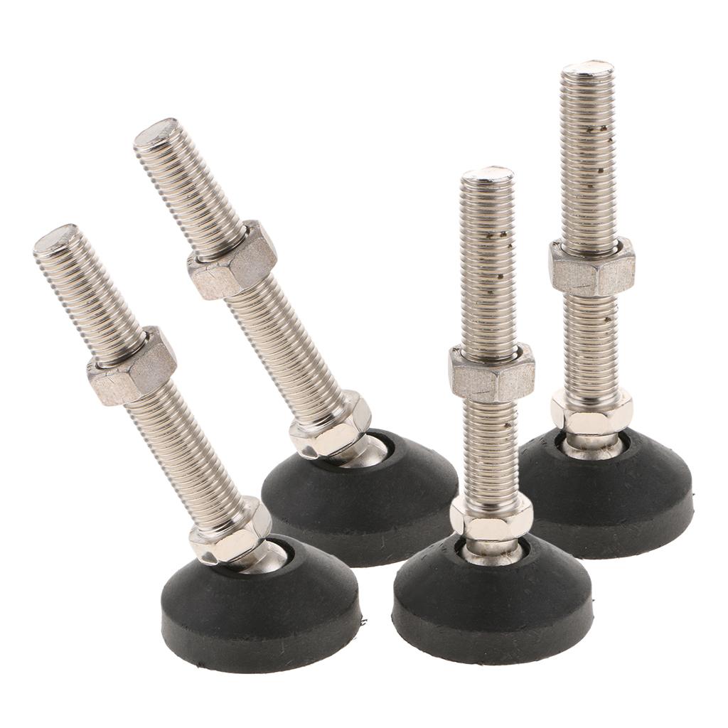 4x Carbon Steel Adjustable Furniture Leveler Leveling Feet 60mm 60-M16x100mm