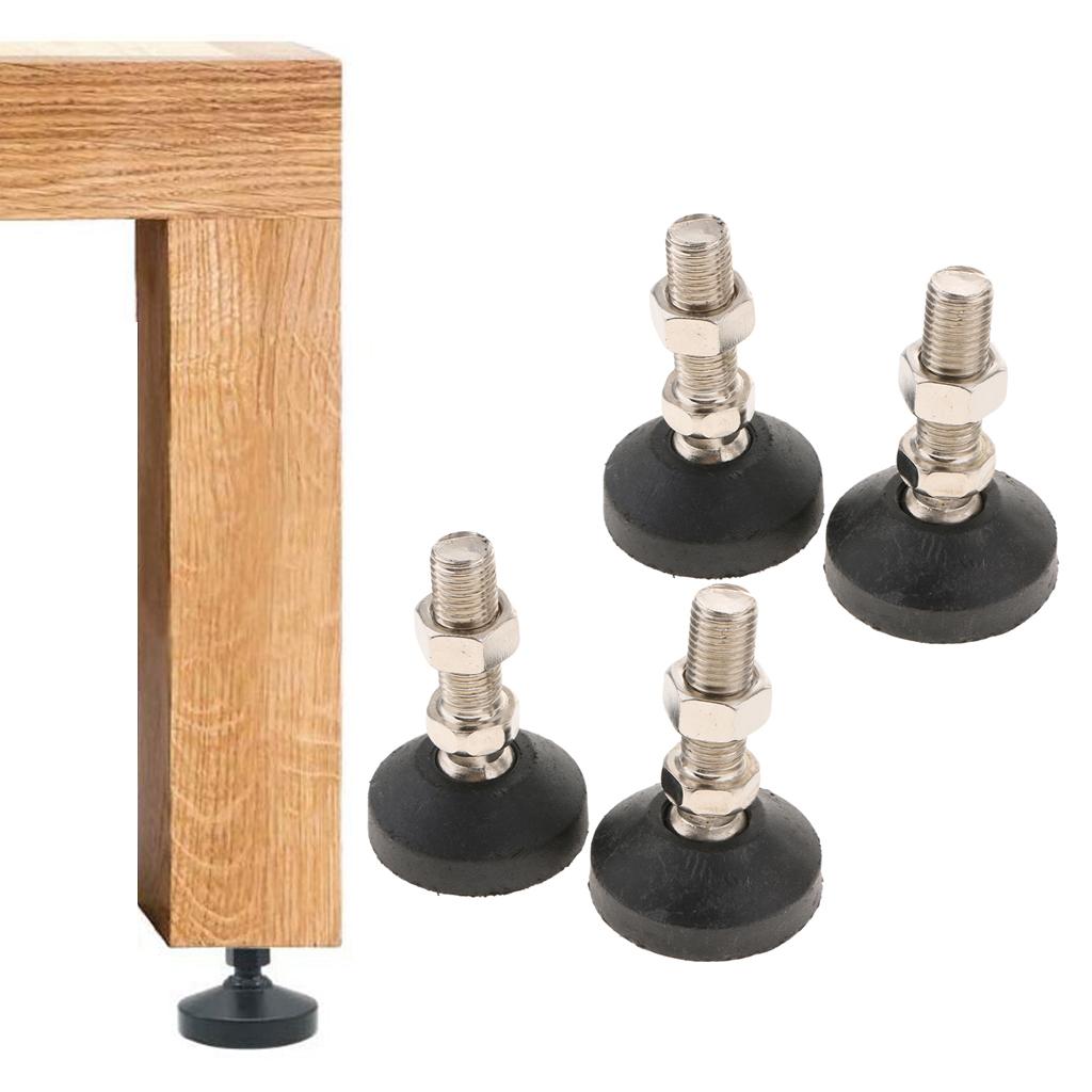 4x Carbon Steel Adjustable Furniture Leveler Leveling Feet 60mm 60-M16x50mm