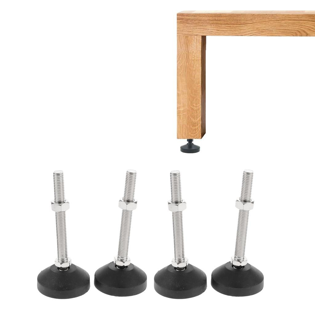 4x Carbon Steel Adjustable Furniture Leveler Leveling Feet 60mm 60-M12x100mm